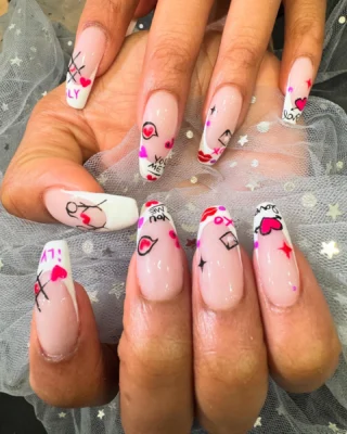 Image 9: #valentine’s nail #powder nail#nailart